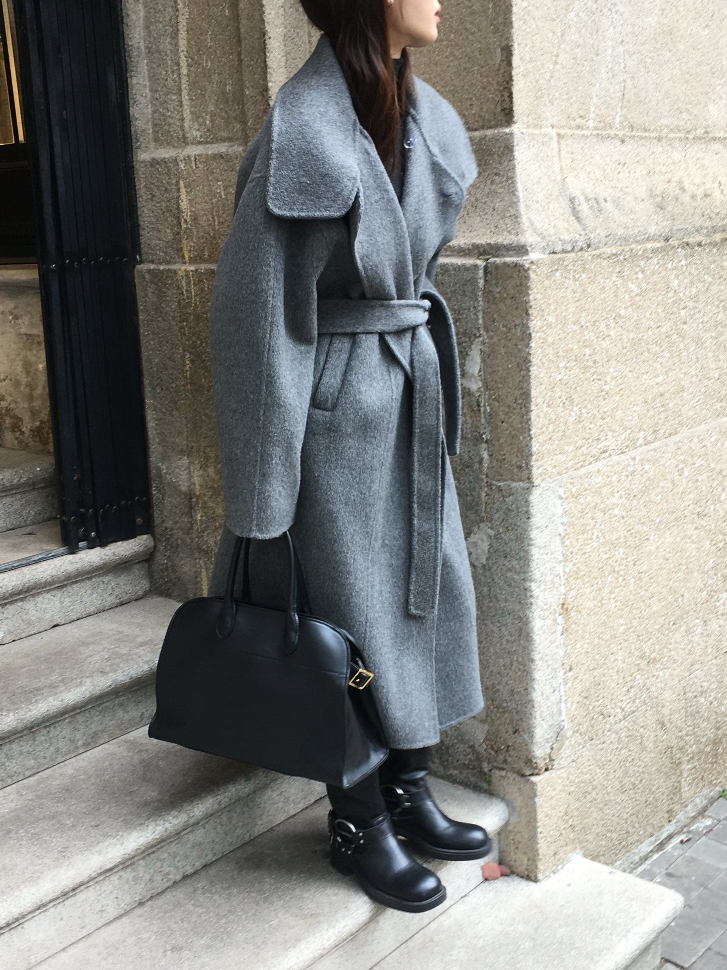 Dark Grey Wool Longline Coat (PRE ORDER)