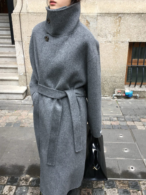Dark Grey Wool Longline Coat (PRE ORDER)