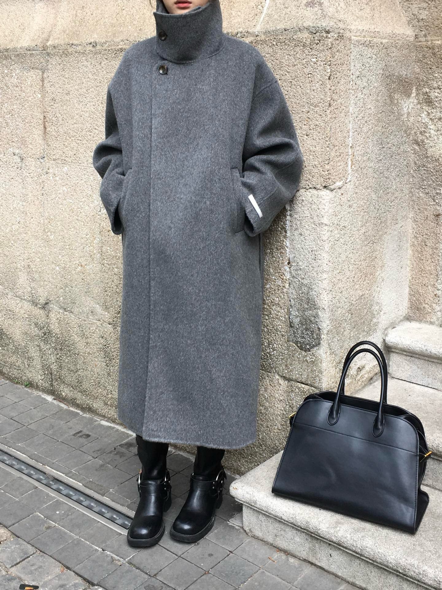 Dark Grey Wool Longline Coat (PRE ORDER)