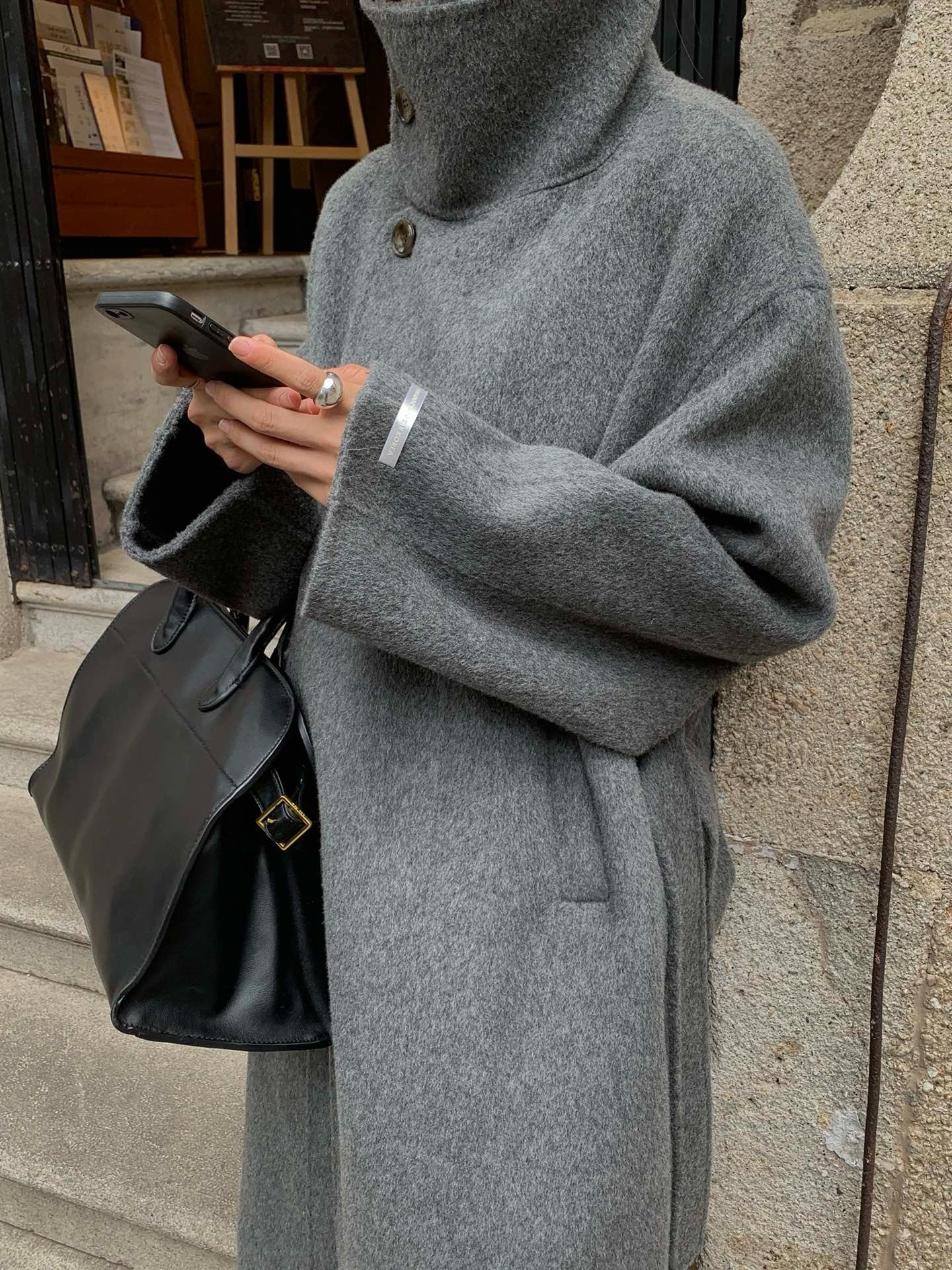 Dark Grey Wool Longline Coat (PRE ORDER)