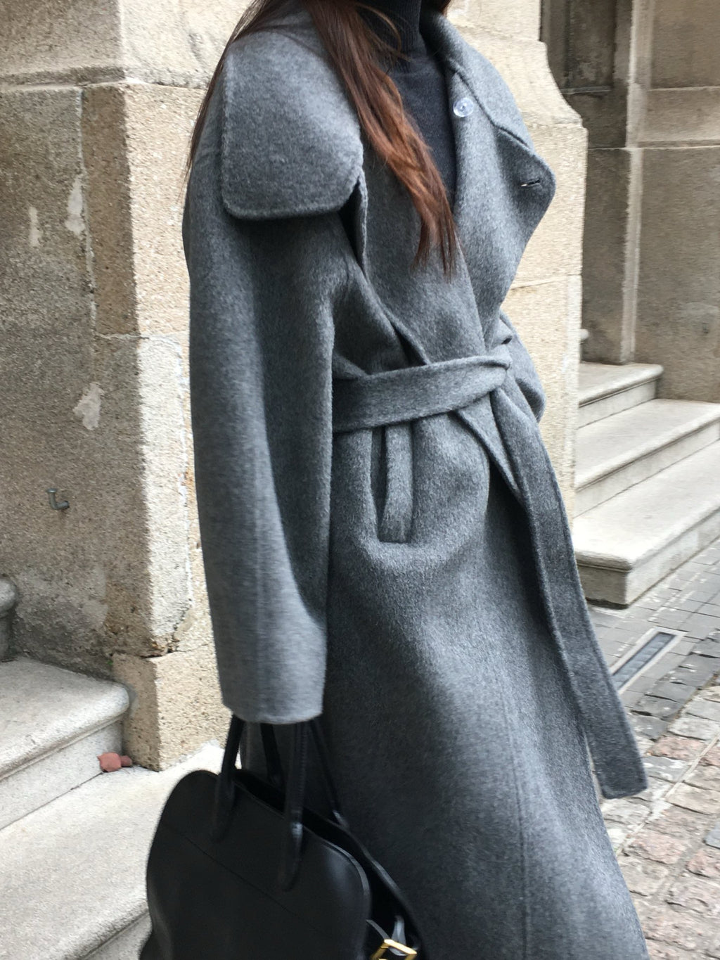 Dark Grey Wool Longline Coat (PRE ORDER)
